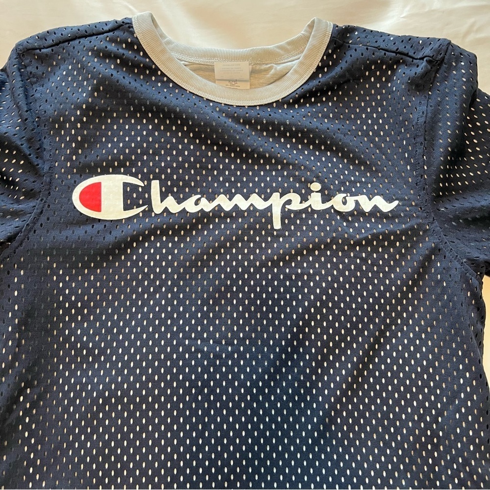 Champion Mesh Men’s Blue Short Sleeve Athletic T Shirt - Picture 9 of 9